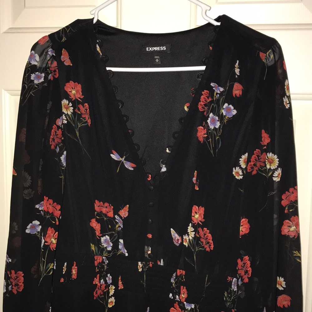 Floral midi button down dress